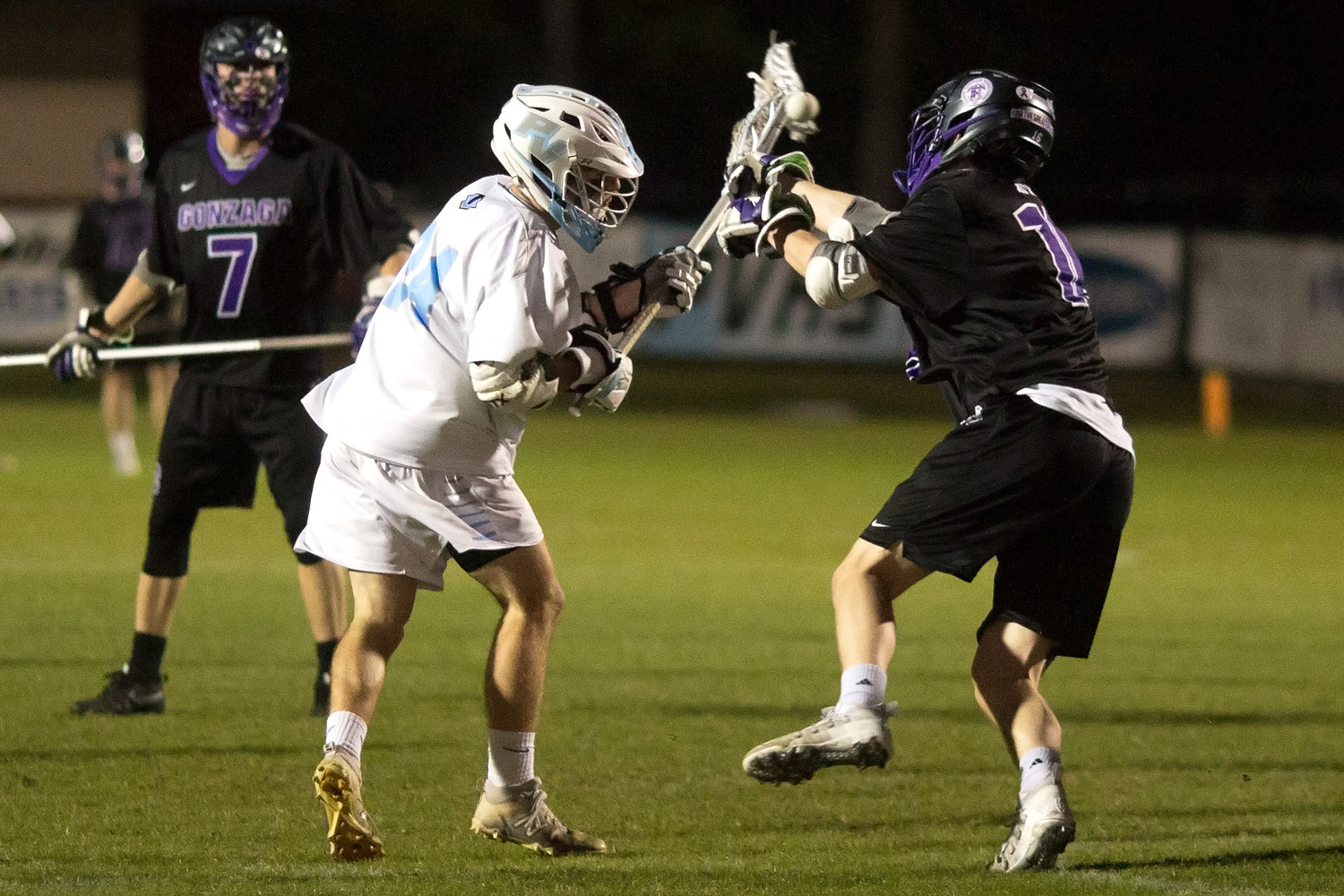 The Sharks’ Jack Burke fights to control the ball.